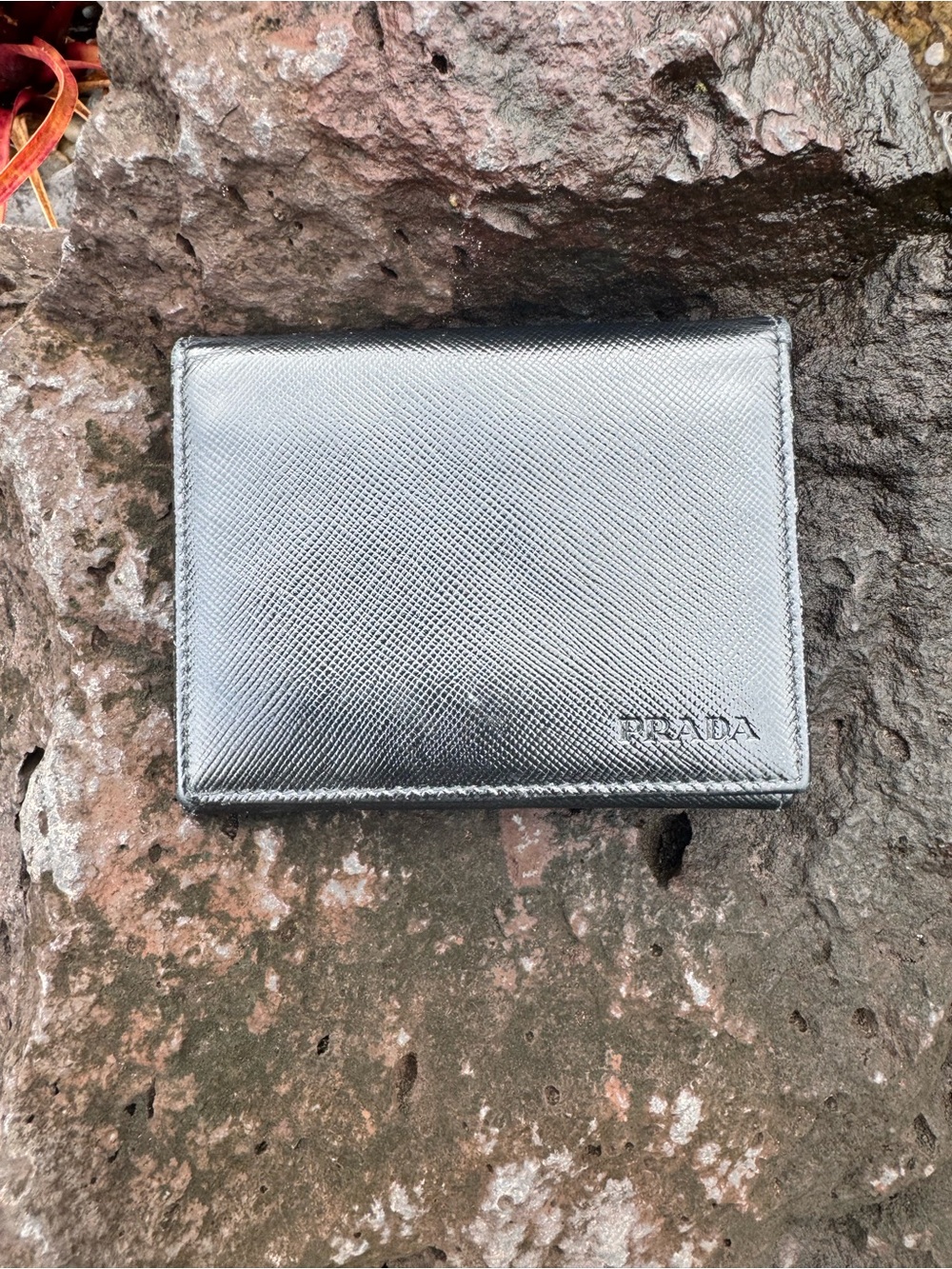 Prada Black Saffiano Leather Bi-Fold Wallet Made in Italy